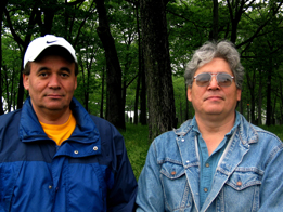 Micmacs Bear Atwin and Keith Atwin came down to help me understand Border Patrol procedures, the impact of September 11th and history on Native people and border life between Canada and Maine. (Bear and Keith Atwin at Deering Oaks Park, Portland. Site of largest Indian/European battle in Northeastern US.A)<br/><br/>"The land remembers. They know we're here. Before September 11th, Indians would cross back and forth Canada to here, there was no border. Not for us. Now that's all changing. Even for me. I work for Canada's Border Patrol. Keith was a Mountie. You know, the funny coats and hats. We're the good guys. But we're dark or maybe you didn't notice. I'm darker but he looks more like an Indian."